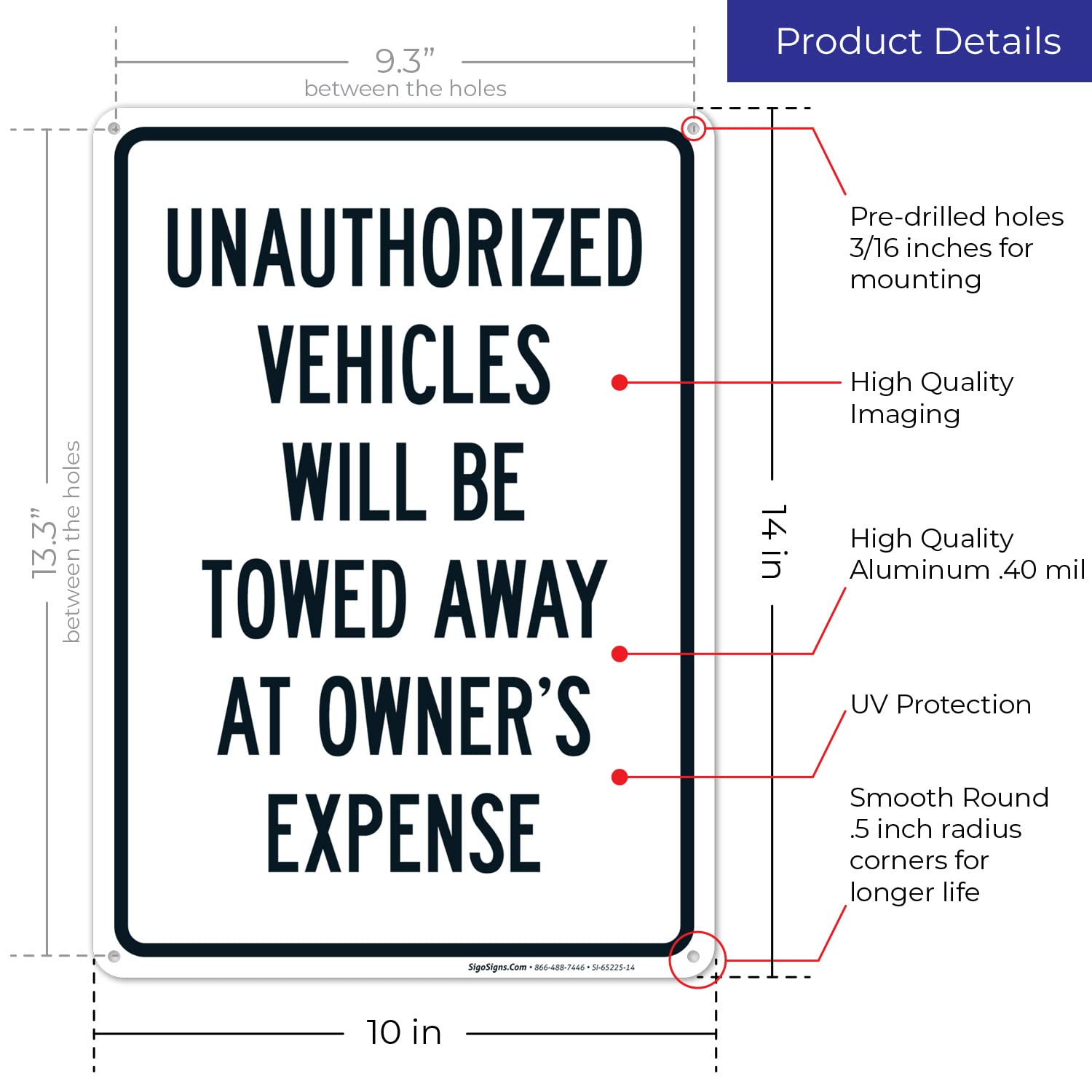 Unauthorized Vehicles Will Be Towed Away At Owner's Expense Sign